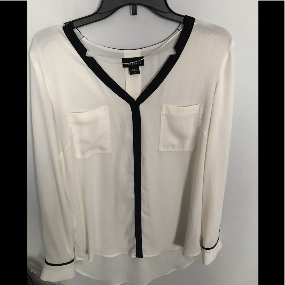 Work shirt black and white blouse